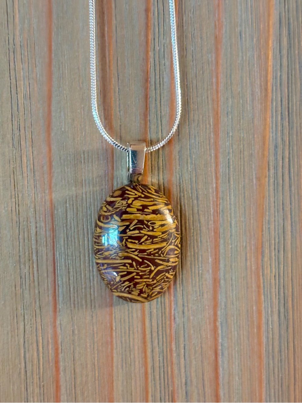 Fossil Palm Root Jasper Pendant Necklace | 925 | Chain & Gift Bag Included
